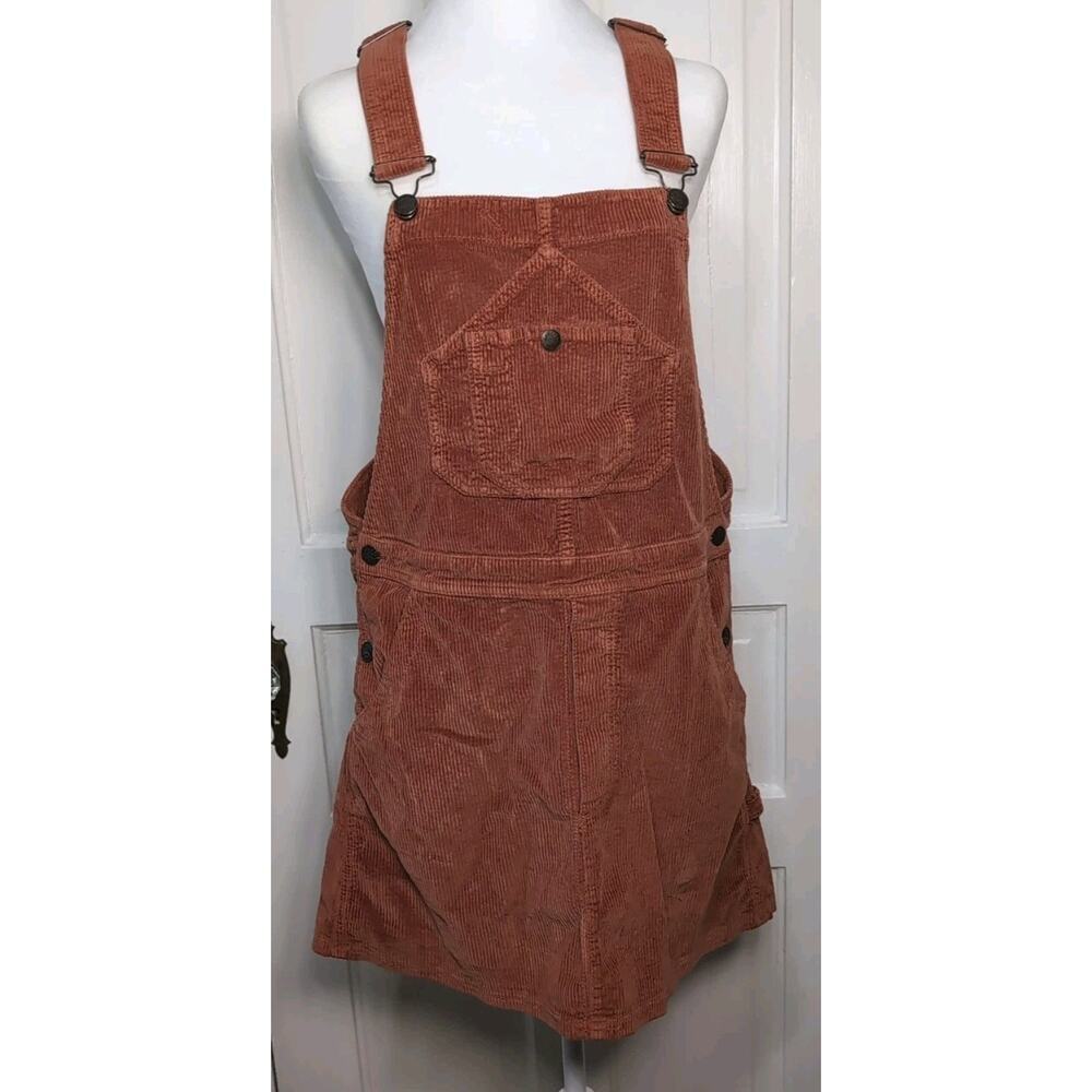 Faherty Rust Overall Mini Dress Corduroy Button Summer Classy Women's M(1157)